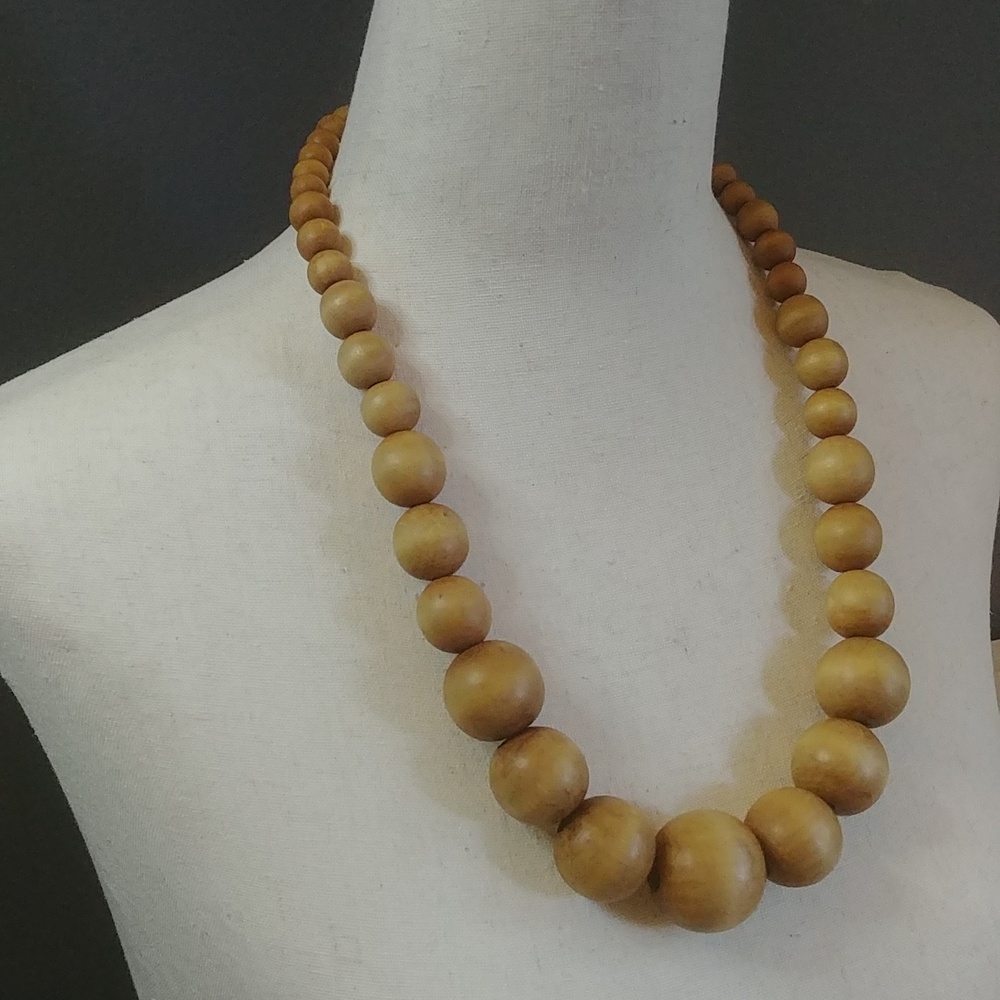 Tan/Brown Chunky Real Wooden Beaded Necklace